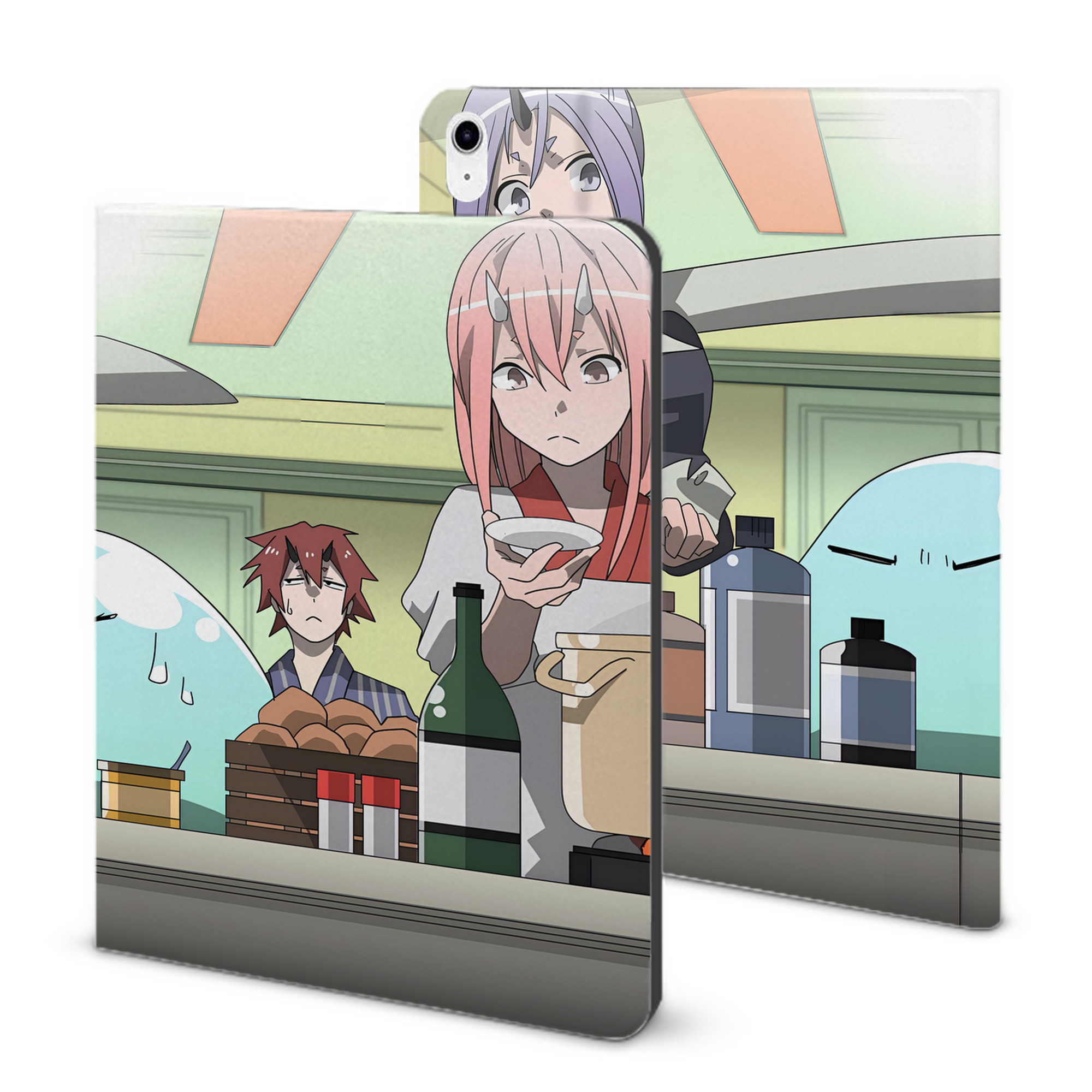 （画像用） 転スラ Regarding Reincarnated to Slime IPad ケース ブック型 PUレザー TPU 耐衝撃 軽量 薄型 ペン収納なし 全面保護 IPad 各モデル対応